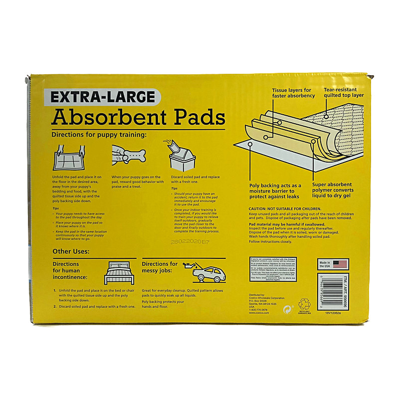 カークランド エクストララージ ペット吸収シート 100枚 76cm 58cm Ks Xl Absorbent Pads